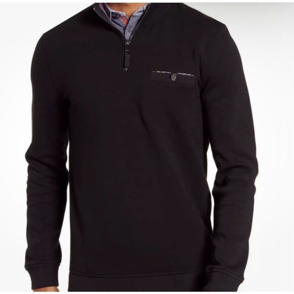 Ted Baker Valerio Quarter Zip Pullover Sweater Wool Blend Size 7/3XL Navy Career - Picture 1 of 10